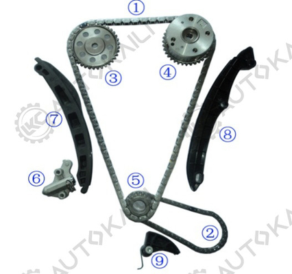 Kit di catena di cronometraggio per Touran BAG/BLF/BLP 1.6FSi 1598cc 03-07 Polo Dune BBY/BUD/AUA/BKY/AUB 1.4L 1390cc 06-10 Jetta CAXA 1.4TSI 1390cc 08-11 Golf Plus CAX/CAXA 1.4TSI 1390cc 09-13 Eos BLF 1.6FSi 159