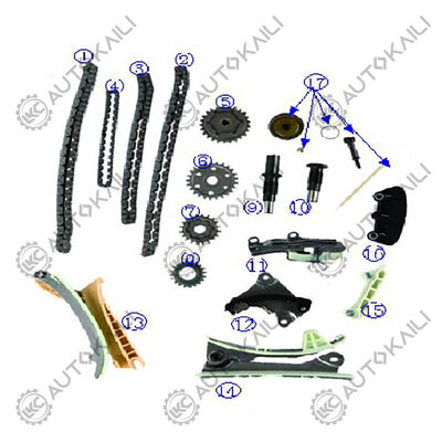 Plastico PA66 / PA46 Kit di catena di cronometraggio per LR3 245Cu. In. V6 GAS Benzina 4.0L 05-07