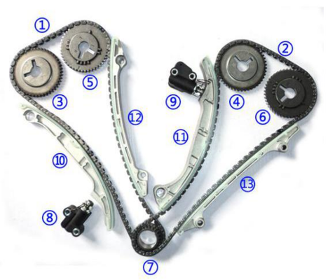 Plastico PA66 / PA46 Kit di catena di cronometraggio per Infiniti QX56 VK56DE V8 5.6L 5552cc 04-06