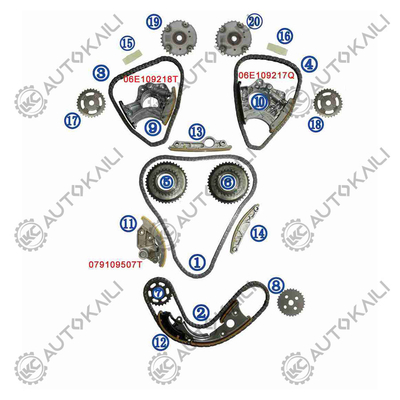 Kit di catena di cronometraggio per AUDI / VW S5 8F7 CAKA 245KW 3.0T 08-11 06E109465BC 108L