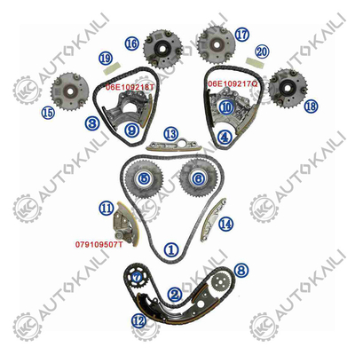Kit di catena di cronometraggio per AUDI / VW A8 4E8 BDX 154KW 2.8FSI 07-10 06E109465BC 108L