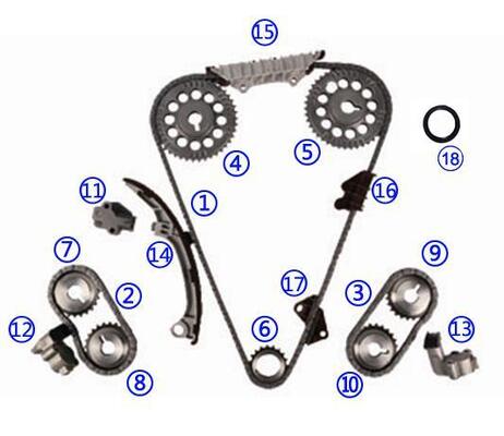 Kit catena di distribuzione in plastica PA66/PA46 per INFINITI I30 VQ30DE V6 3.0L 2988cc 96-02